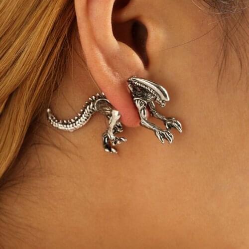 Women Men Earrings Ear Stud Dinosaur Shape Fashion Jewelry Valentines Day Gift BN