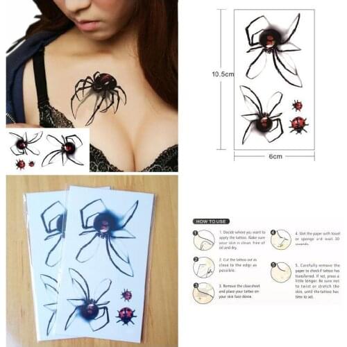 1 Sheet Man Woman Sexy Temporary Tattoo Stickers Waterproof Fake Spider Ladybug Body Art Flash Spider Tattoos Sticker