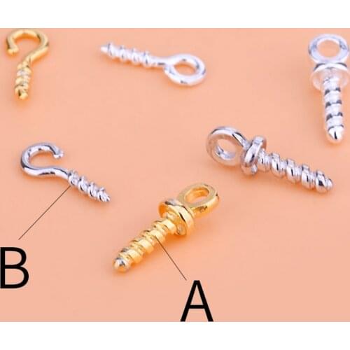 10PCS 925Sterling silver Sheep eye hook ring ring screw fixed crochet hook jewelry diy Jewelry Discovery