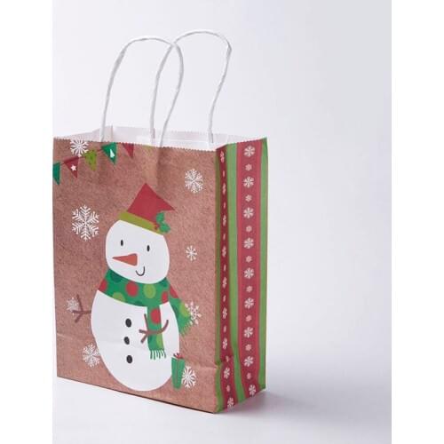 10pcs Colorful Rectangle kraft Paper Pouches Gift Shopping Bags, Christmas Theme F80