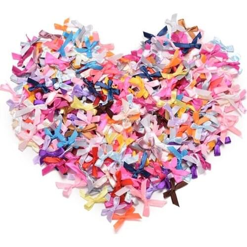 100Pcs Mini Satin Ribbon Flowers Bows Gift Craft Wedding Party Decoration P41