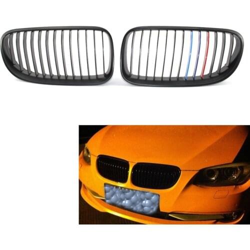 2x Matte Black Front Center Kidney Hood M-Color Grille for BMW E92 E93 10-15