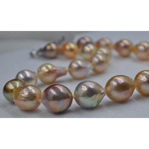 High Luster GORGEOUS Rainbow Multicolor 13.5-18*16-22mm Kasumi Baroque Pearl Necklace 19"