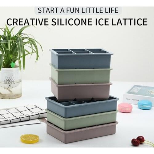 6-Cell/15-Cell Big Silicone Ice Tray Mold Custom Ice Box Household Kitchen Quick-Freezer Large Size With Lid Ice Cube Mode