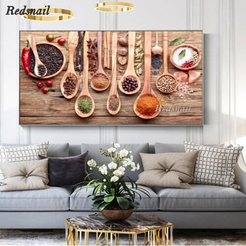 Large Colorful Spice and Spoon In Table 5D DIY Diamond painting Cross stitch Full Diamond embroidery mosaic Kitchen Decor EE886