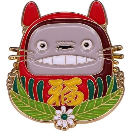 Neighbor Daruma Enamel Pin Chinese good luck Brooch Totoro Badge studio Ghibli Jewelry