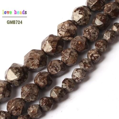 Natural Stone Beads Faceted Snow Jaspers Round Loose Beads For Jewelry Making Bracelet 6/8/10mm 15inches