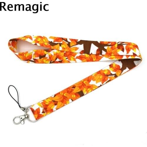 20pcs Autumn Maple leaves Lanyards Cool Neck Strap Phone Keys ID Card Holder Lanyard For Keys DIY Hang Rope Lanyards