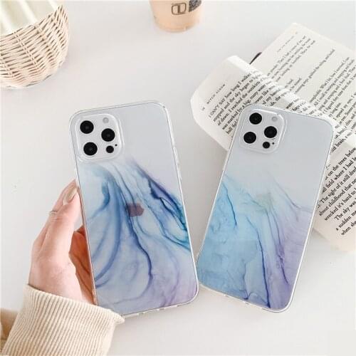 Gradient Marble Clear Phone Case For iPhone XR XS Max X 11 12 Pro Max 7 8 Plus SE2020 Vintage Colorful Transparent Back Cover
