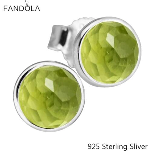 CKK 925 Sterling Silver August Droplets, Peridot Stud Earrings Original Jewelry Making For Women Gift