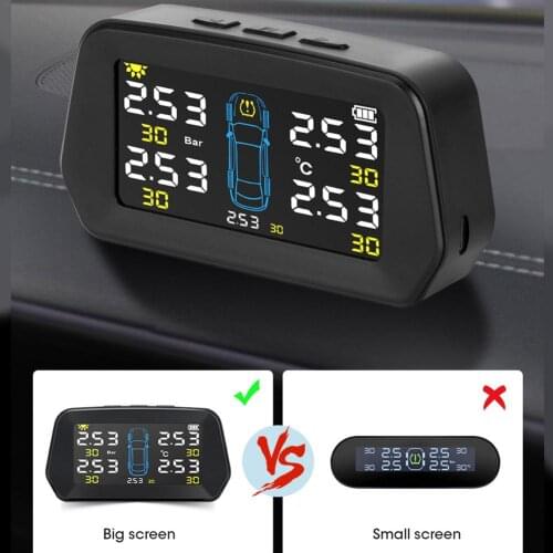 Alarm Tire Pressure Sensor Reliable Durable Monitoring System Solar Power Auto Security Tyre Pressure Control TPMS For 5 Tires
