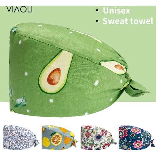 Cotton Womens Operating Room Work Hat Printed Adjustable Scrub Hat Beauty Salon Nursing Caps Nurse Accessories Wholesale Prices