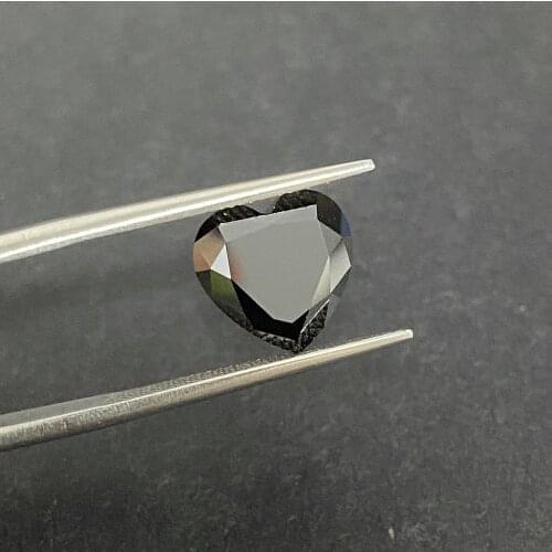 Meisidian Heart Cut Lab Grown 6*6mm 1Carat Black Color Moissanite Gemstone for Wedding Ring Making