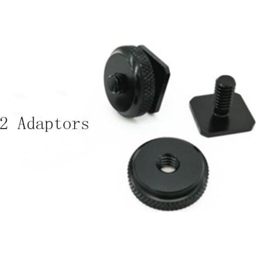 Camera Flash Hot Shoe Mount 1/4" Tripod Screw Adapter - Microphone 2 Pack