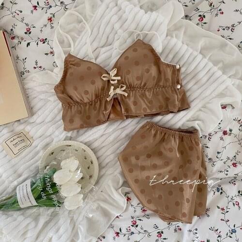 Plus size breathable bra briefs set cute ruffle sweet triangle cup underwear set ultra-thin polka dot lingerie women bralette