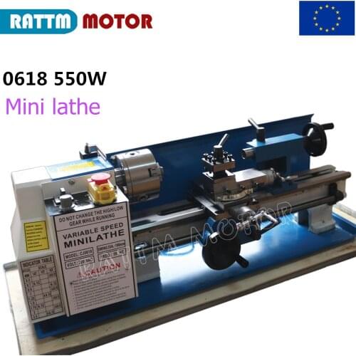 Rattm motor CNC mini lathe machine 0618 550W for metal wood etc. Desktop woodworking machine Variable speed 220V