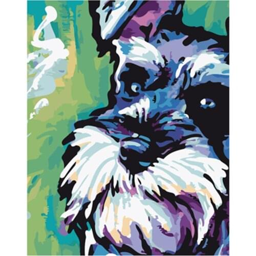 Painting By Numbers DIY Dropshipping 40x50 50x65cm Schnauzer puppy cute Animal Canvas Wedding Decoration Art picture Gift