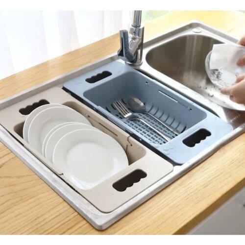 Over Sink Drain Racks Big for Dishes Adjustable Basket Holders Vegetables Fruits Tableware Drying Organizers Kitchen Accessory