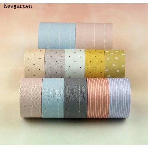 Kewgarden Stripe Dot Layering Cloth Fabric Ribbon 1" 2" 50 25 10mm DIY Bow tie Sewing Hair Accessories Handmade Tape 10 Meter