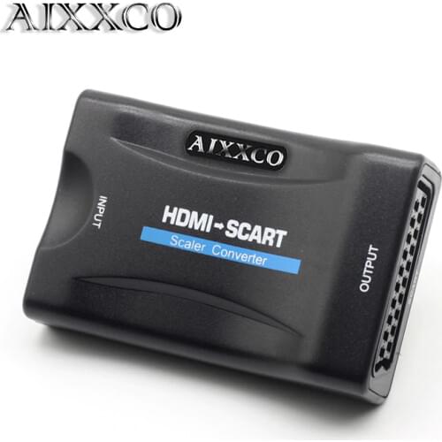 AIXXCO 1080P HDMI to SCART Video Audio Upscale Converter AV Signal Adapter HD Receiver for HDTV DVD Player
