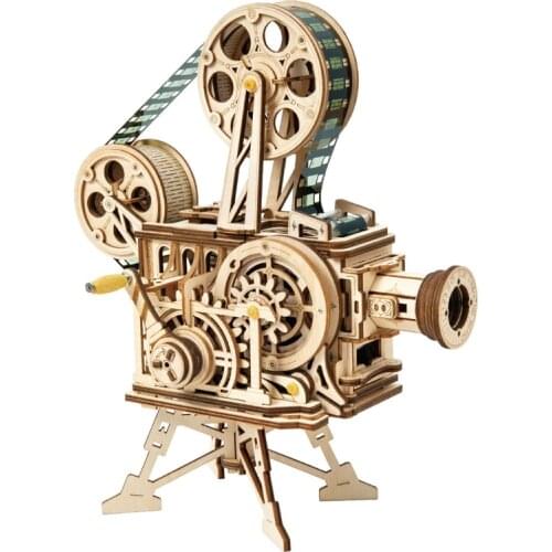 Mechanical Film Projector 3D Wooden Puzzle Interactive Gift Handmade Toy for Kids Early Learning & Brain Development