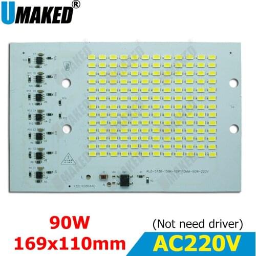 Real watt 90W 169x110mm AC 220V PCB smd integrated IC driver, PCB No need driver,driverless PCB board direct to ac 220v