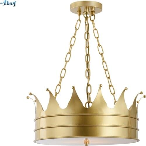 Nordic Light Luxury Crown Iron Pendant Lights Bedroom Living Room Restaurant Round Model Room Led Table Hanging Lamps Fixtures