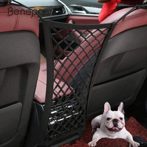 Benepaw Mesh Car Dog Front Seat Barrier Elastic Vehicle Seat Net Organizer Design For Cars SUVs Universal Fit Easy To Install