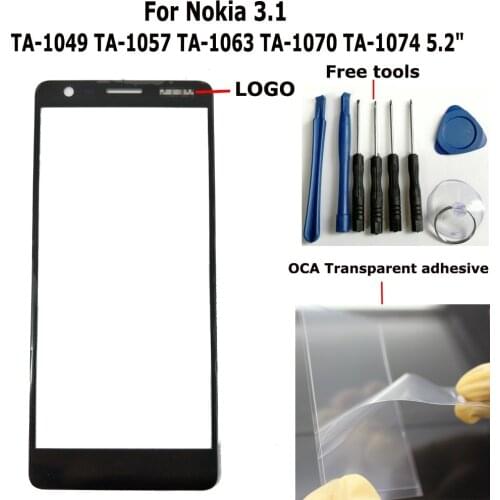 Shyueda 100% New + OCA 5.2" For Nokia 3.1 2018 TA-1049 TA-1057 TA-1063 TA-1070 TA-1074 Outer Front Screen Glass Lens Replacement