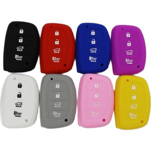 Silicone Car Key Cover FOB Case For Hyundai Ix35 Tucson Accent Santa Fe Solaris ELANTRA Azera 2018 Keyless 5 Buttons Key