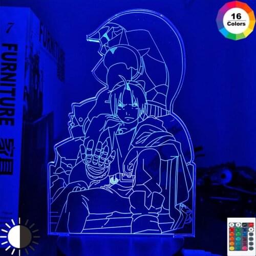 Led Night Lamp Anime Fullmetal Alchemist for Bedroom Decor Nightlight Birthday Gift Fullmetal Alchemist 3d Light Edward Elric