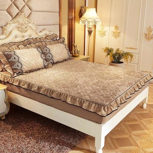 Thick Quilted Fitted Sheet Simmons Bedspread One-Piece Non-Slip Mat Cover Dustproof Protective Cover