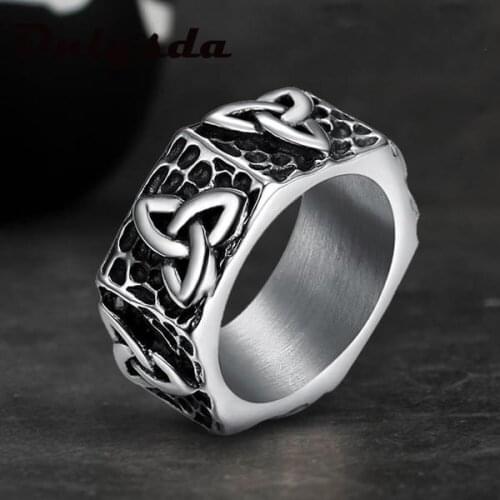 Good Lucky Ring Viking Stainless Steel Celtics Knot Ring Men Nordic Trinity Wedding Rings Womens Band Promise Jewelry OSR789