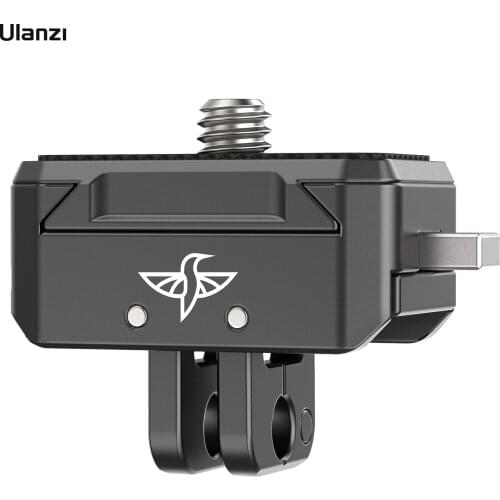 Ulanzi Aluminum Quick Release Mount Adapter Base with Mount Plate Magnetic Action Camera Mount Universal 1/4-inch Interface