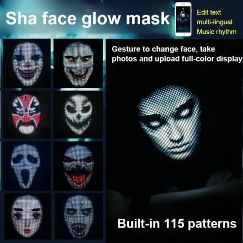 Smart Display Face Shield Cell Phone Bluetooth-compatible DIY Editing Full-color Color Changing Party Dance Face Shields