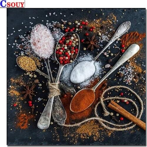 Fork Diy Diamond Mosaic Diamond Kitchen Supplies Painting Drawing Full Square Round Drill Diamond Embroidery Cross Stitch Decor