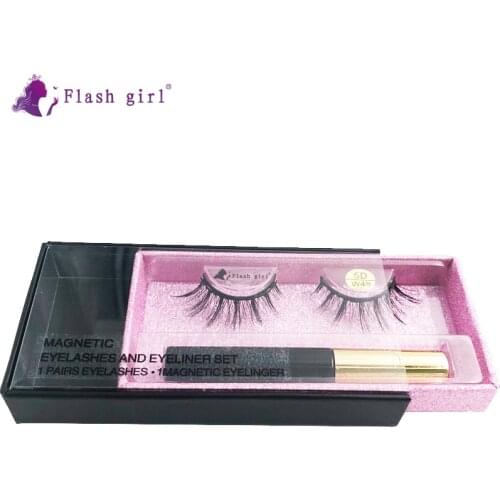 Flash Girl 5D-W series W 49 thick mink magnetic eyelashes and eyeliner suit