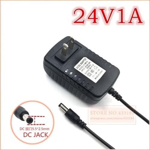 High quality DC 24V 1A IC program AC 100V-240VConverter Switching power adapter 1000mA Supply EU/US Plug DC 5.5mm x 2.1-2.5mm