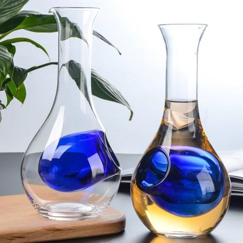 Japanese Crystal Glass Wine Decanter Thumb Hole Sake Glass Ice Jug Hamster Nest Wine Container Cocktail Cooling Tools