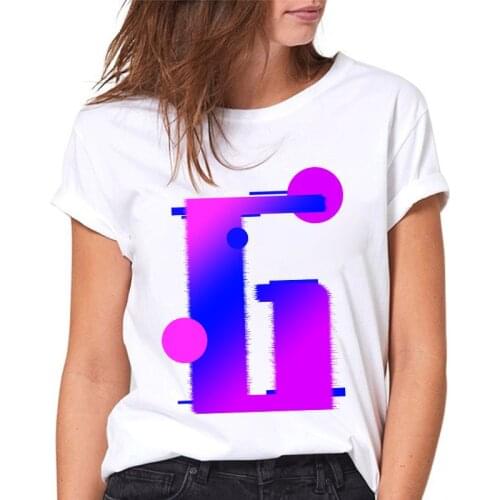 T-shirts Women 2021 Fashion 26 English Alphabet G Print Female Tshirt Harajuku Casual Ladies Tee Tops Retro Female T shirt XXXL