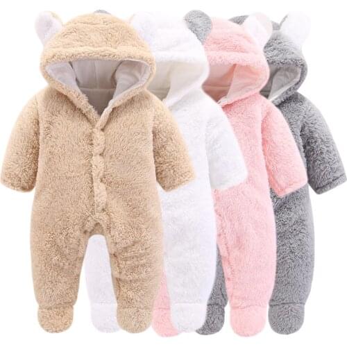 Newborn Baby Winter Clothes Girls Boys Solid Warm Animal Overall Rompers Long Sleeve Rompers Jumpsuit Ropa Bebe Recien Nacido