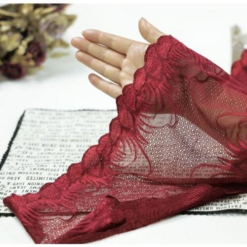 1 Meter 22cm Elastic Stretch Lace Trim Sewing Headband Accessories Garment DIY Material Burgundy Elastic Lace Fabric