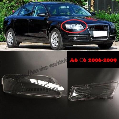 1 pair of left and right transparent large lampshades for for Audi A6 C6 2006-2009