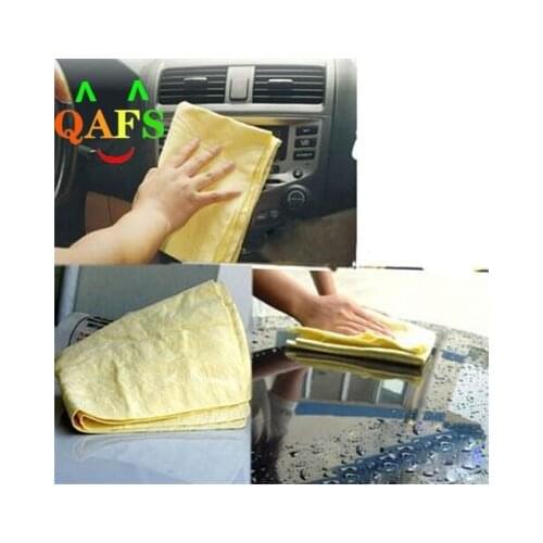 1Pcs Car Styling Sponge Natural Chamois Leather Car Cleaning Cloth Washing Suede Absorbent Washer Towel Color Random