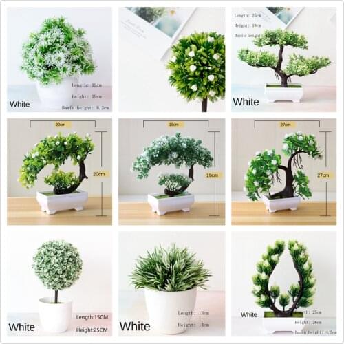1pc Bonsai Artificial Grass In A Pot White Fake Plants Potted Grass Plastic Plants Art Home/garden/room/official Desk Decoration
