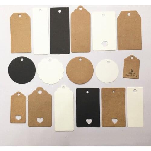 100pcs Kraft Paper Multi-style Packaging Hang Tags Wedding/Birthday Party Candy Boxes Price Tags for Flower/Cosmetics Labels