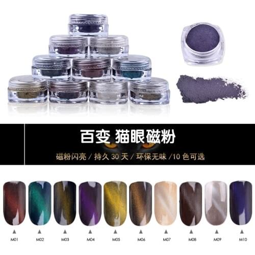 2g/box DIY 3D Cat Eye Magic Glitter Pigment Nail Art Glitter Powder Dust for UV Gel Polish Mirror Shiny Magnetic Effect