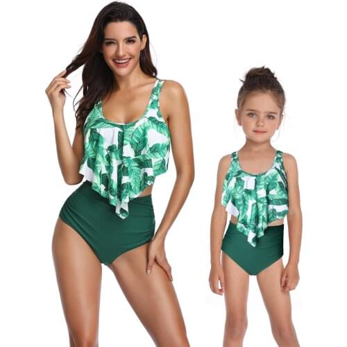2020 Sexy Family Swimwear Bikini Girls Women Two Piece Swimsuit Kids Swim Suit Pan Swimming High Waist Beachwear Bathing Wear