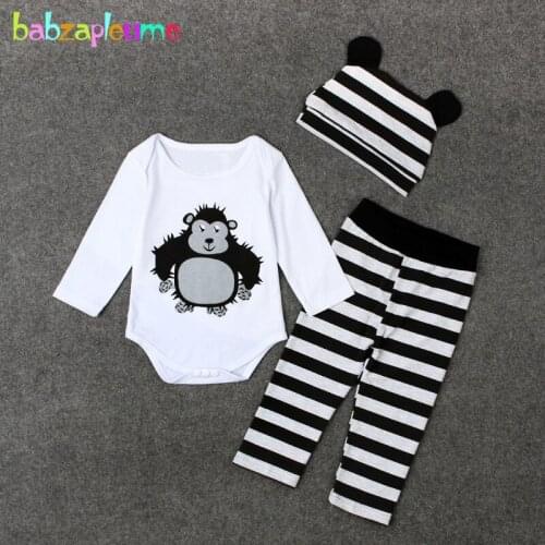 3Piece/0-18Months/Spring Autumn Newborn Clothes Cartoon Cute Baby Boys Girls Bodysuit Rompers+Pant+Hat Infant Clothing Set TY008