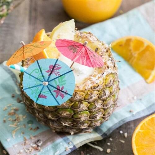 50pcs Creative Drink/Cake Decoration Flower Paper Umbrella Cocktail Fork Disposable Fruit Umbrella Lattice Art Decoration
